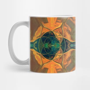 Mosaic Kaleidoscope Flower Orange and Green Mug